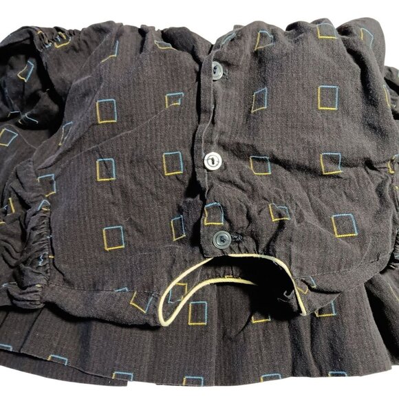 Vintage Girls 4 1950's Atomic Dress Black Geometric Print Belted Waist Cotton - Picture 4 of 5